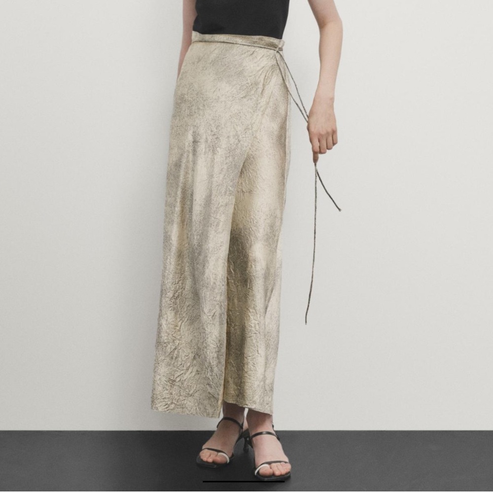 Massimo Dutti Metallic Maxi Wrap Skirt